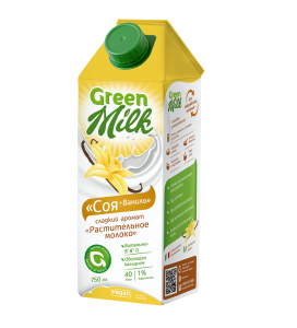 Напиток б/а из растительного сырья Соя + ваниль Green Milk 0,75 л Тетра Пак 12 шт